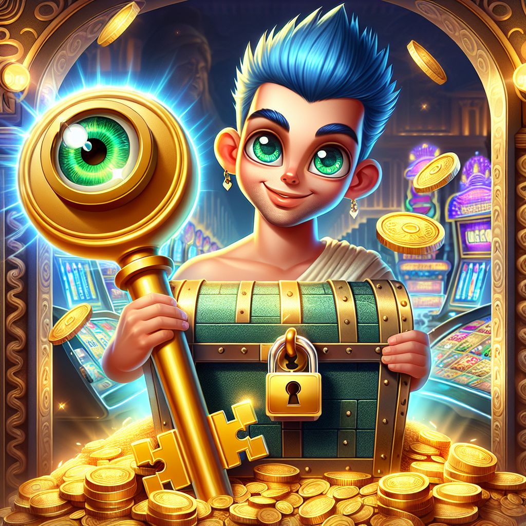 Bat555 Login themed character with secure lock and casino elements
